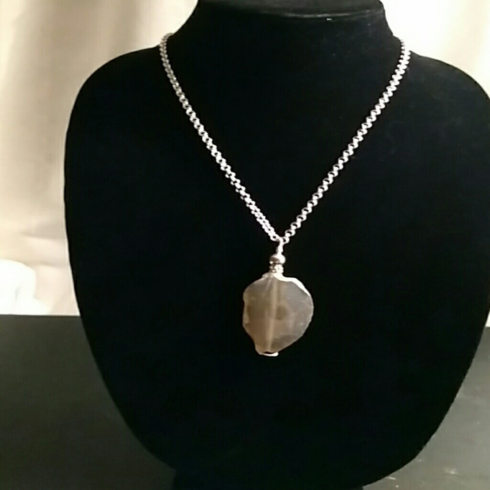 Gray Quartz Pendant Necklace