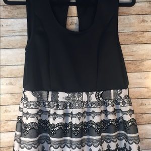 Black and Cream dress with lace embroidered