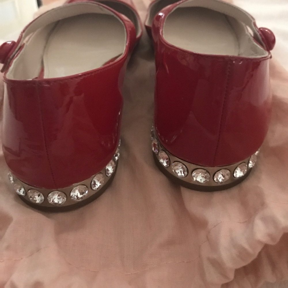 Miu Miu Red Vernice Rhinestone  Mary Jane 34.5