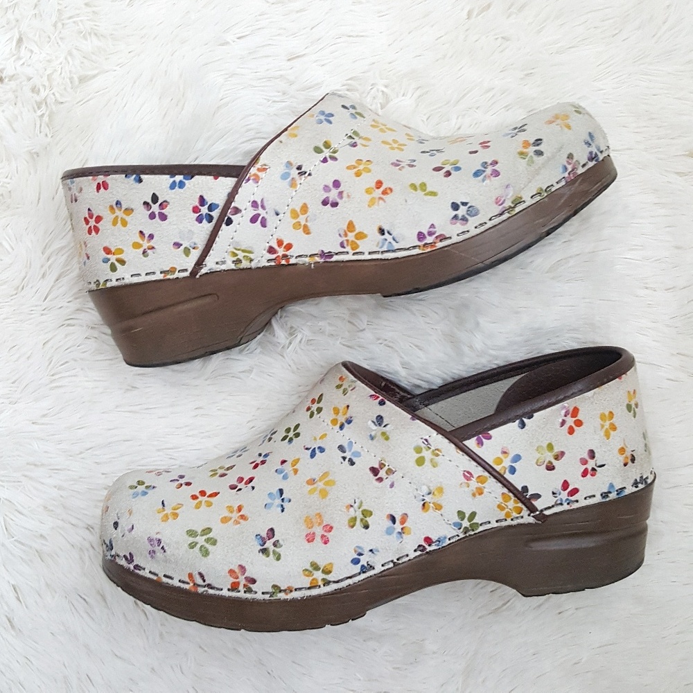 Sanita Floral Leather Professional Clogs