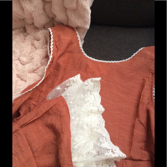 6HR SALE Fall Rust Tunic Top Lace Tank Blouse - Picture 4 of 5