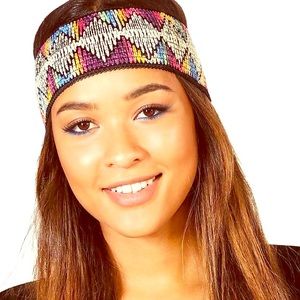 Coachella bohemian aztec print stretch headband