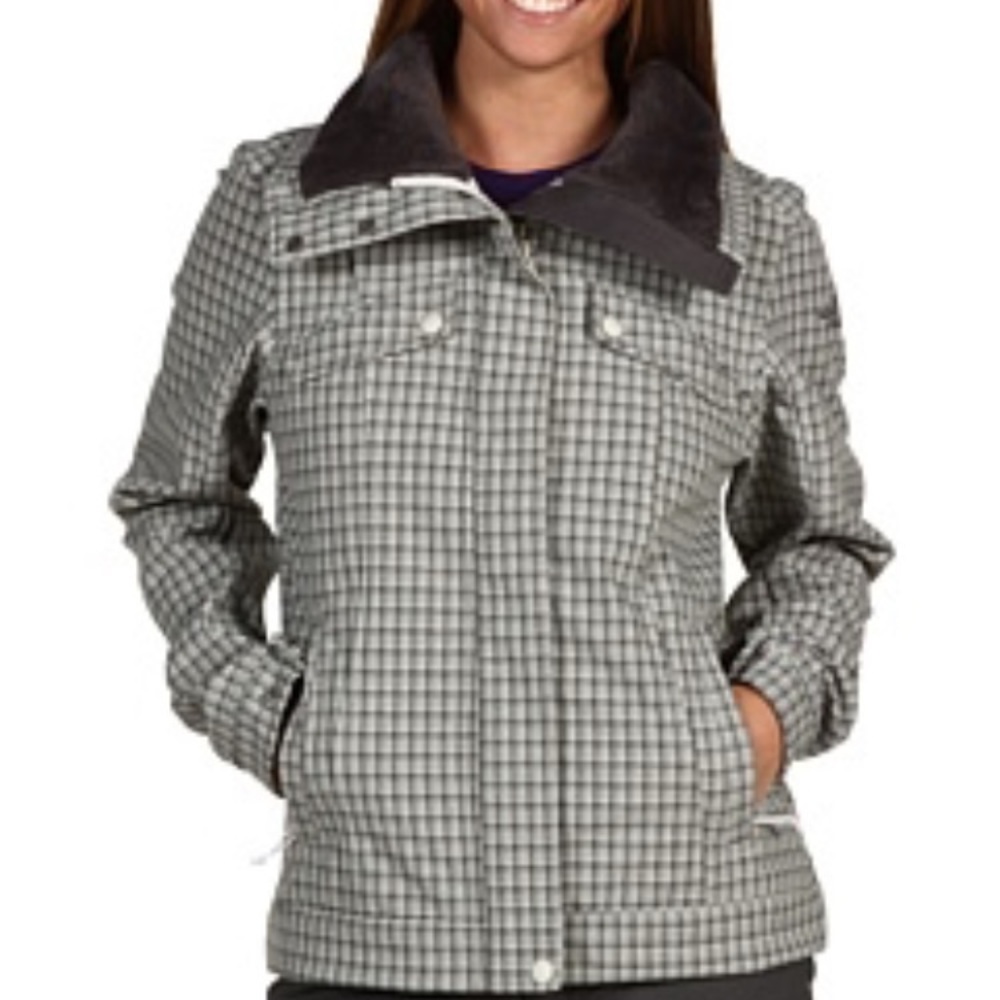 ☔️NORTH FACE RAIN JACKET GRAY PLAID☔️