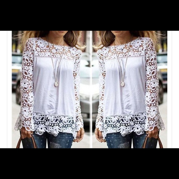 White lace chiffon blouse - Picture 4 of 5