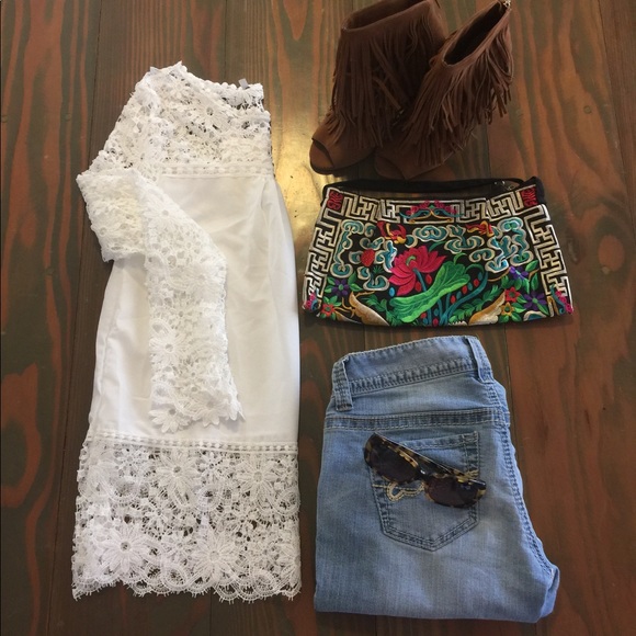 White lace chiffon blouse - Picture 3 of 5