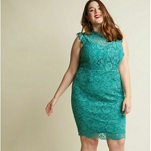 Sage lace sheath dress