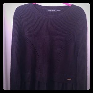 Black knit sweater with ruffle bottom size medium