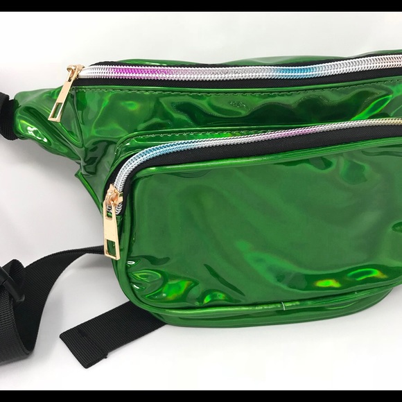 Fanny Pack Polyurethane Mini Bag w Rainbow Shine - Picture 2 of 8