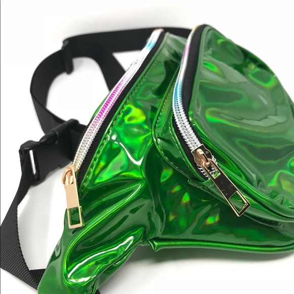 Fanny Pack Polyurethane Mini Bag w Rainbow Shine - Picture 3 of 8