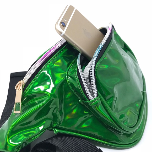 Fanny Pack Polyurethane Mini Bag w Rainbow Shine - Picture 7 of 8
