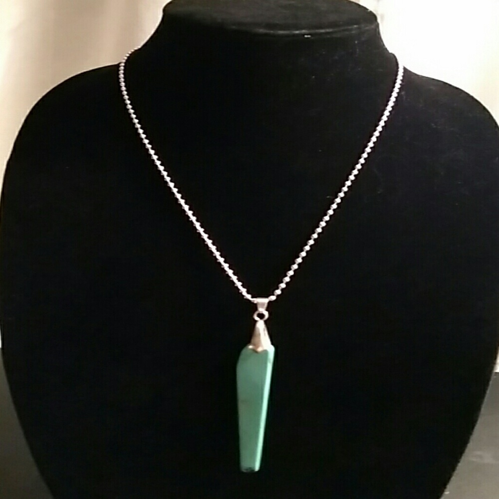 Faux Turquoise Pendant Necklace
