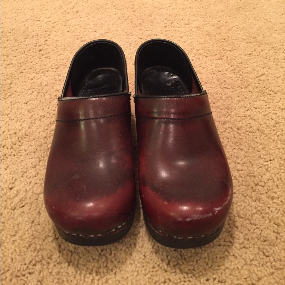 Red dansko clogs size 36
