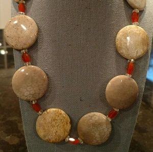 Yameen Light fossil Coral, Carnelian and Moonstone