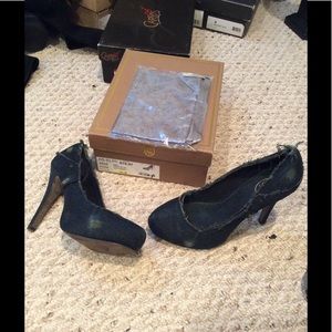 ASH DARK denim pumps. 5" heel, sz9.5