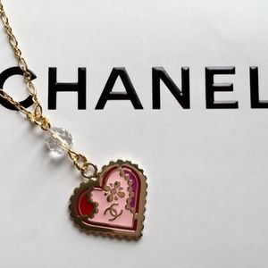 Authentic Chanel Enamel Heart Pendant Necklace Authentic Chanel Enamel Heart Pendant Necklace