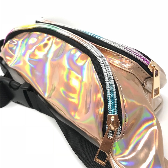 Fanny Pack Polyurethane Mini Bag w Rainbow Shine - Picture 3 of 8