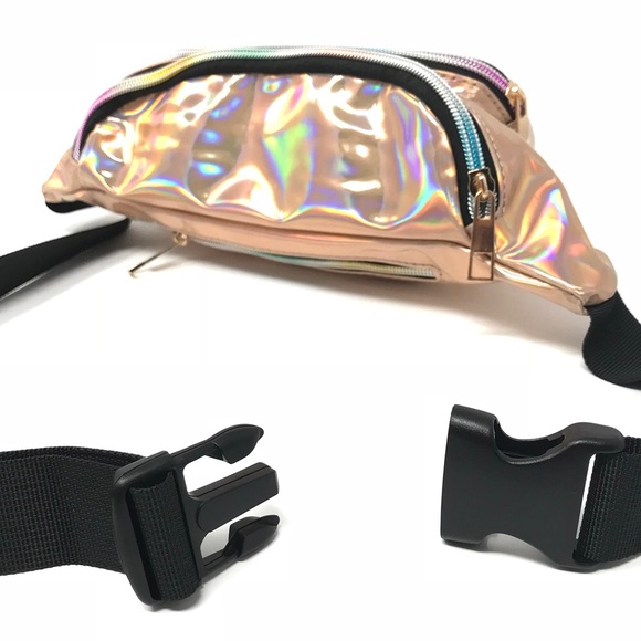 Fanny Pack Polyurethane Mini Bag w Rainbow Shine - Picture 5 of 8