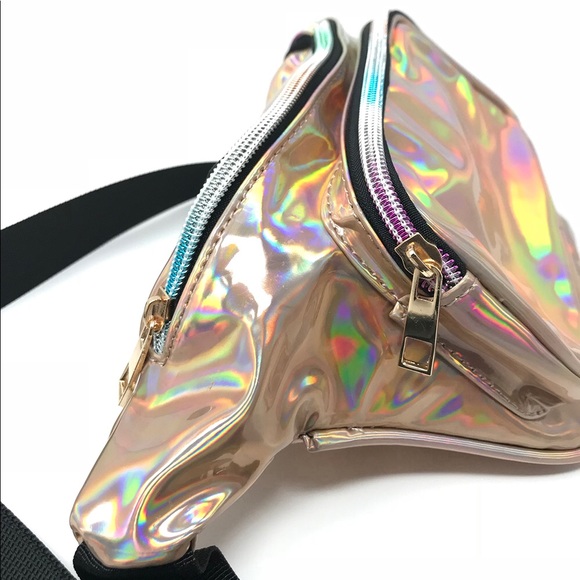 Fanny Pack Polyurethane Mini Bag w Rainbow Shine - Picture 6 of 8