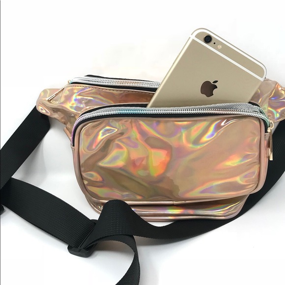 Fanny Pack Polyurethane Mini Bag w Rainbow Shine - Picture 7 of 8