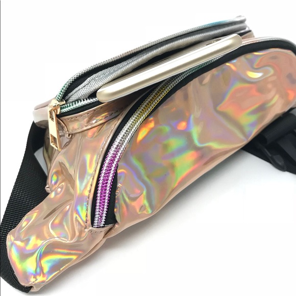Fanny Pack Polyurethane Mini Bag w Rainbow Shine - Picture 8 of 8