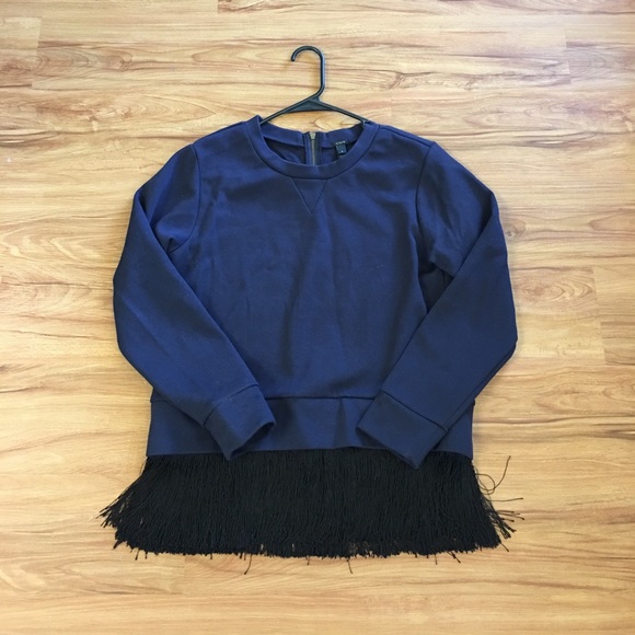 J. Crew Tops - J. Crew fringed hem sweatshirt size small