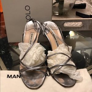 Manolo B. oval pearl sandals