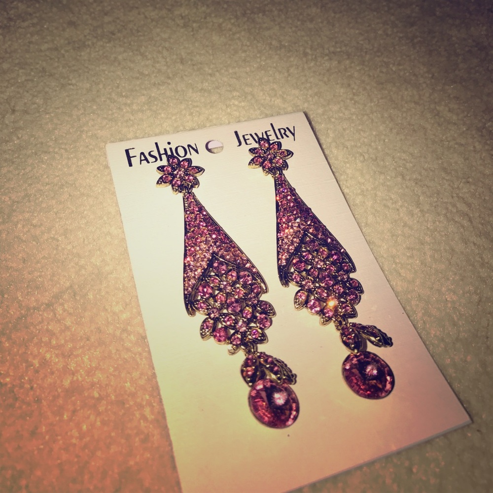 Pink and gold fashion earrings