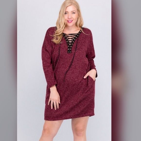 Two Tone Hacci Tunic Dress - Picture 3 of 4