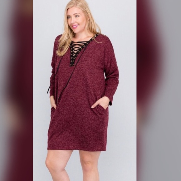 Two Tone Hacci Tunic Dress - Picture 4 of 4