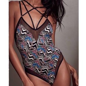 NWT VS Sheer Pattern Bodysuit