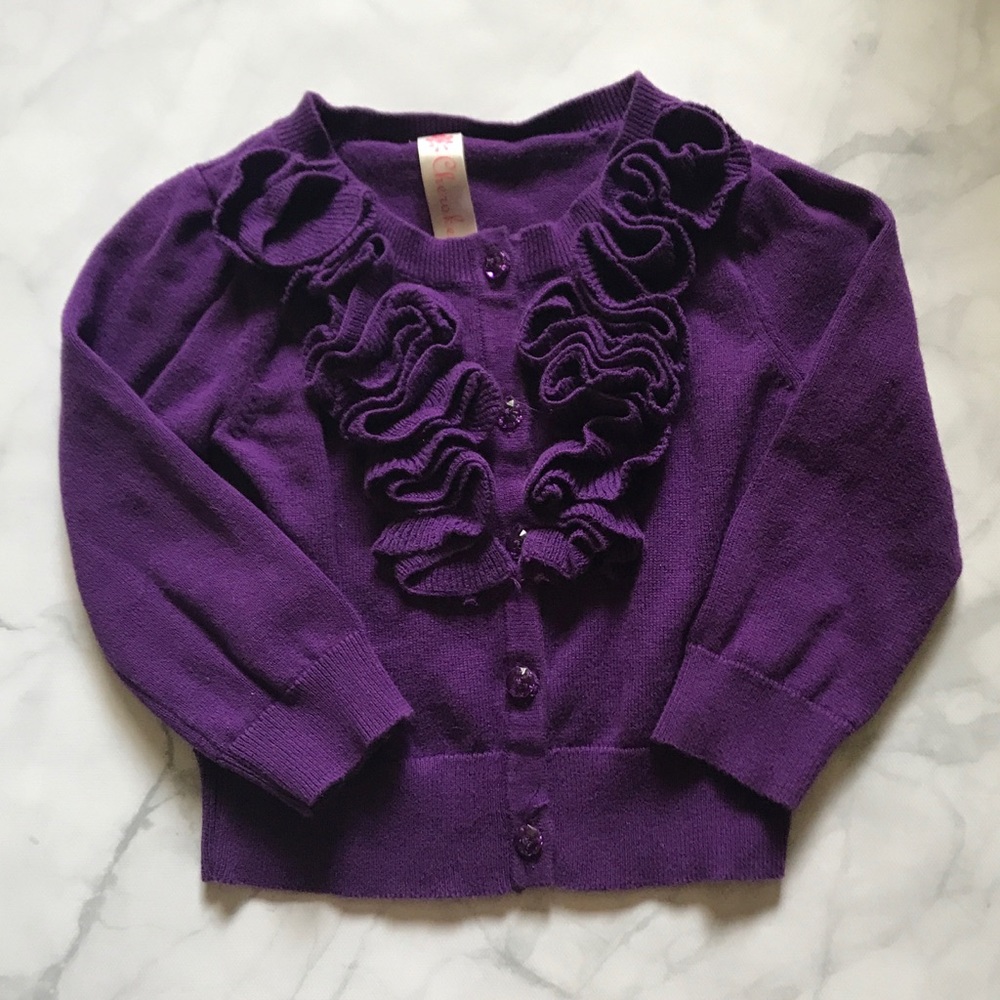 ❌SOLD❌ 18Mo. Eggplant Ruffled Collar Sweater