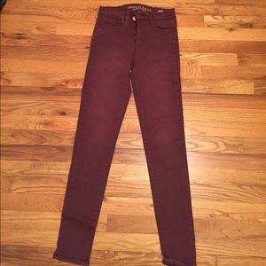 American Eagle Maroon High Rise Jegging
