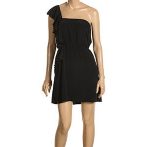 Volcom Black One-Shoulder Ruffle Sleeve Mini Dress
