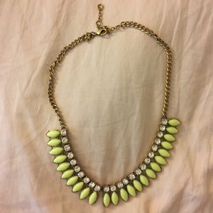 J. Crew Neon Yellow/Green Petal Statement Necklace