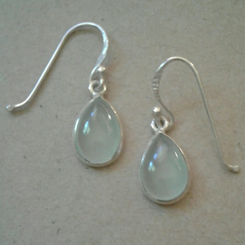 New Natural Smooth Aqua Chalcedony Solid 925S Er