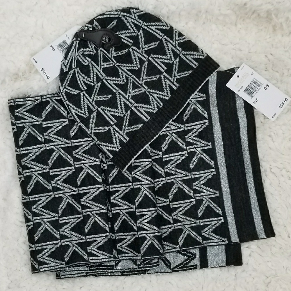 MICHAEL KORS SCARF & BEANIE SET gray/silver - Picture 2 of 4