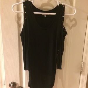 Black cold-shoulder tunic