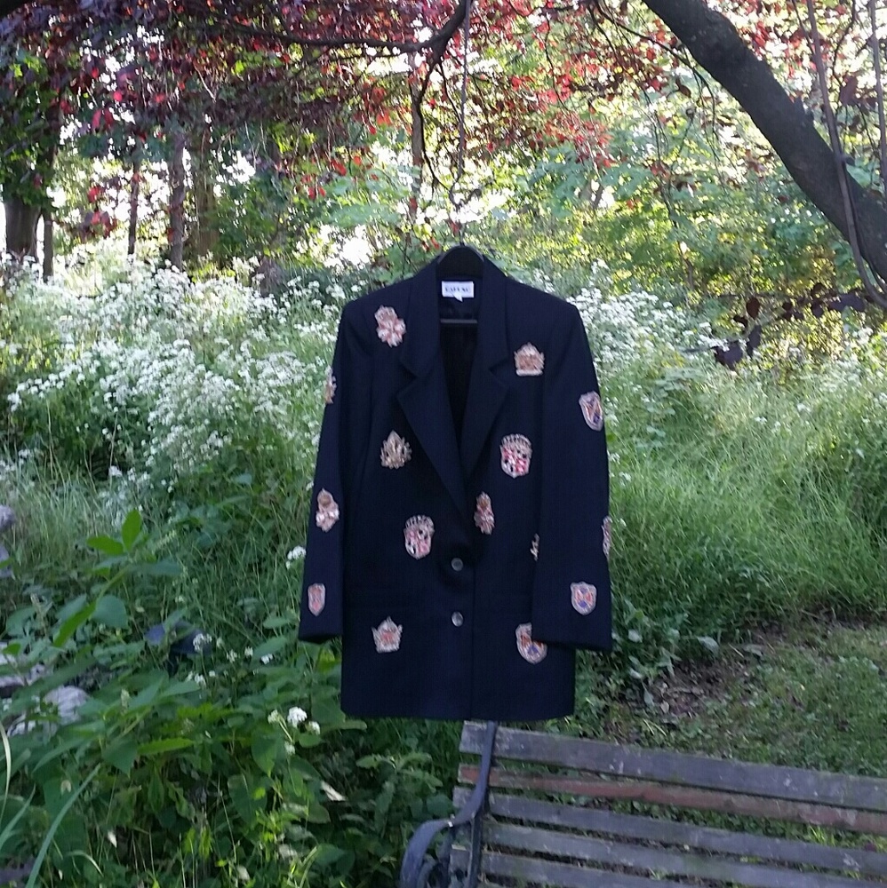 Edward Achour for Caruso Beaded Emblem Blazer
