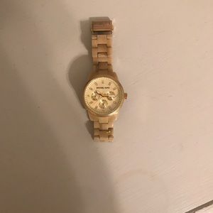 Michael Kors cream tortoise watch