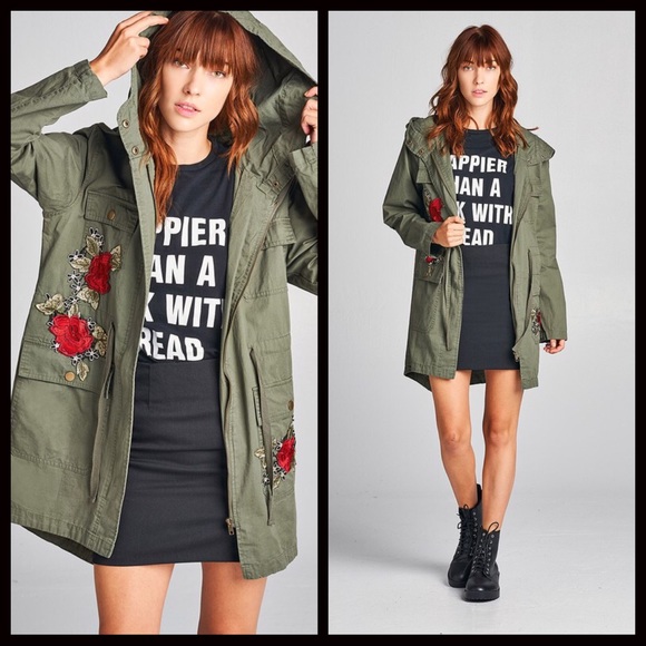 CLEARANCE-FIRM‼️Olive Floral Utility Jacket - Picture 2 of 4