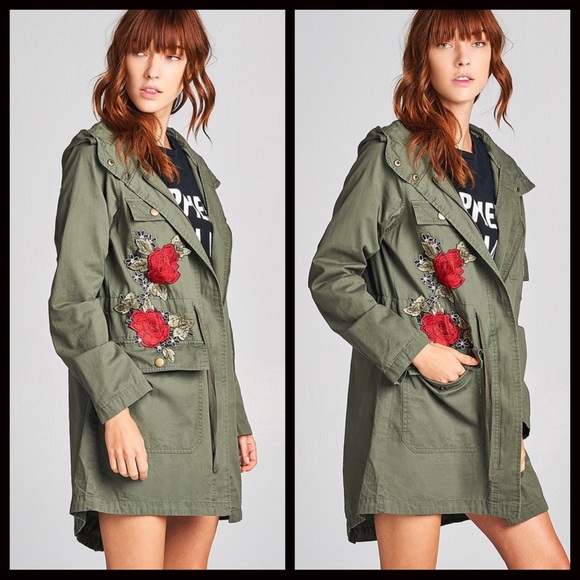 CLEARANCE-FIRM‼️Olive Floral Utility Jacket - Picture 3 of 4