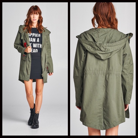 CLEARANCE-FIRM‼️Olive Floral Utility Jacket - Picture 4 of 4