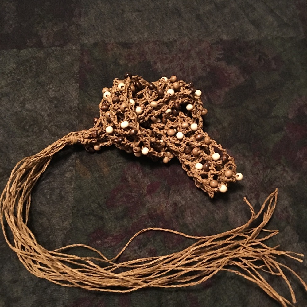 Beaded Raffia Tie Belt
