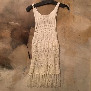 Crochet cream swim coverup