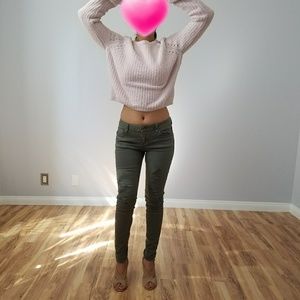 Distressed Khaki Skinny Jeans