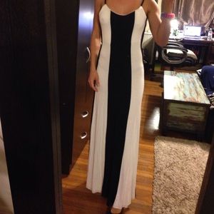 Black and white striped jersey maxi dress XS