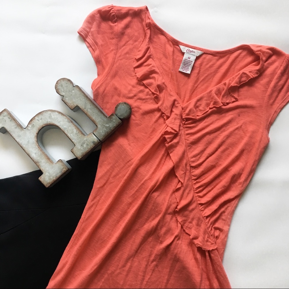 Woman's Coral Candies Ruffle Tank Top