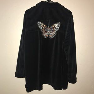VINTAGE Butterfly Babe Velveteen Shirtdress VINTAGE Butterfly Babe Velveteen Shirtdress