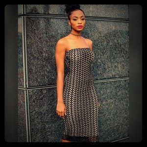 Nude/Black Bandeau Midi Dress 😍