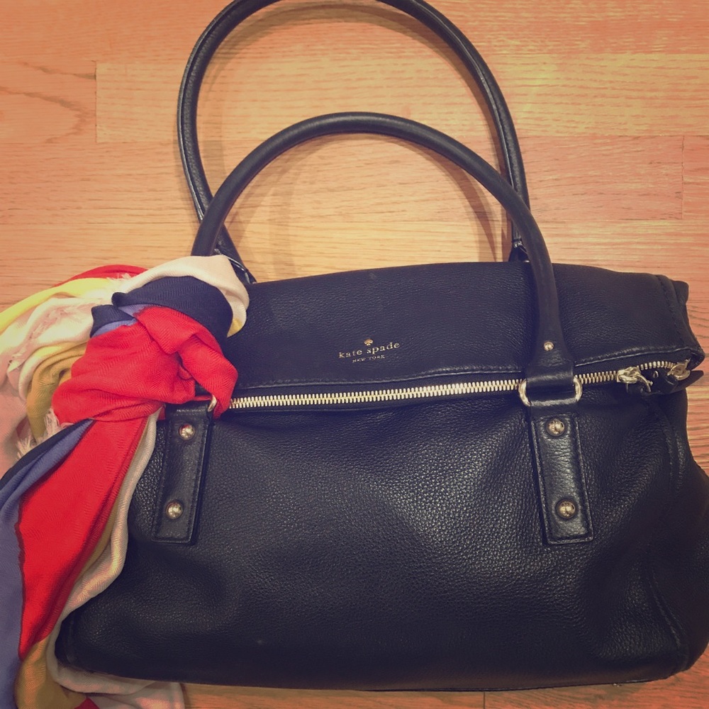 Kate Spade Leslie Black Zip Foldover Bag